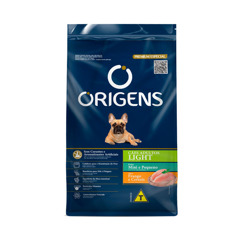 Ração Origens Light para Cães Adultos de Porte Mini e Pequeno Sabor Frango e Cereais