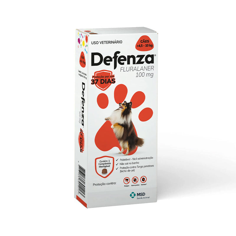 Antiparasitário MSD Defenza100mg para Cães de 4,5 a 10 kg