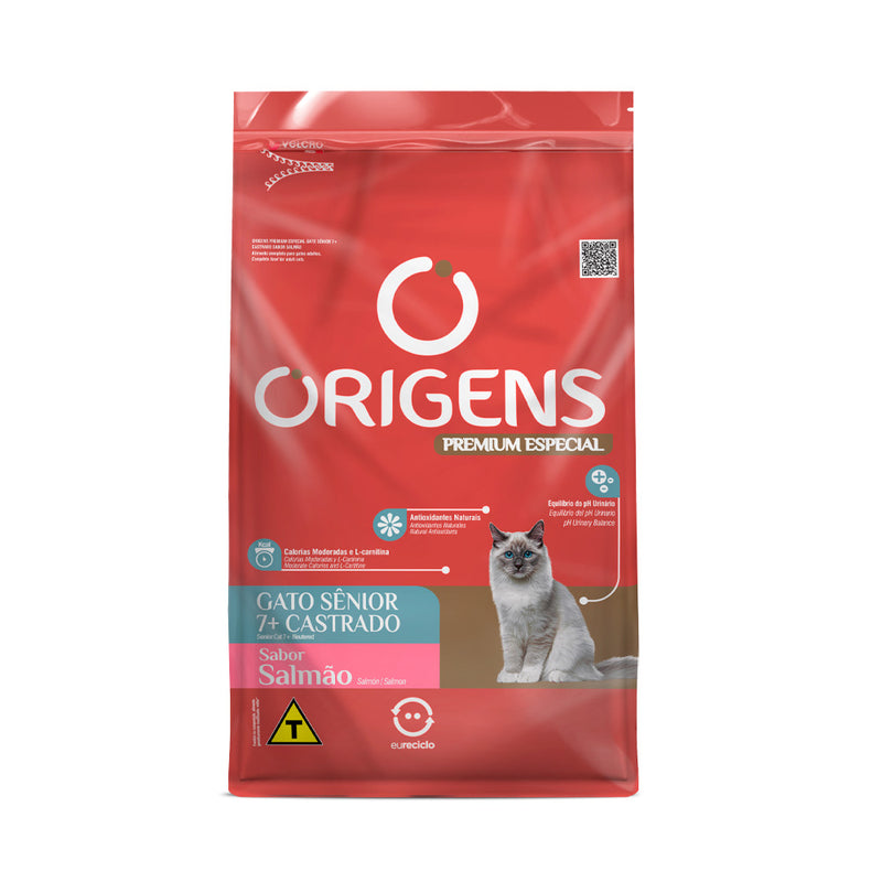Ração Origens para Gatos Sênior 7+ Castrados Sabor Salmão 1kg