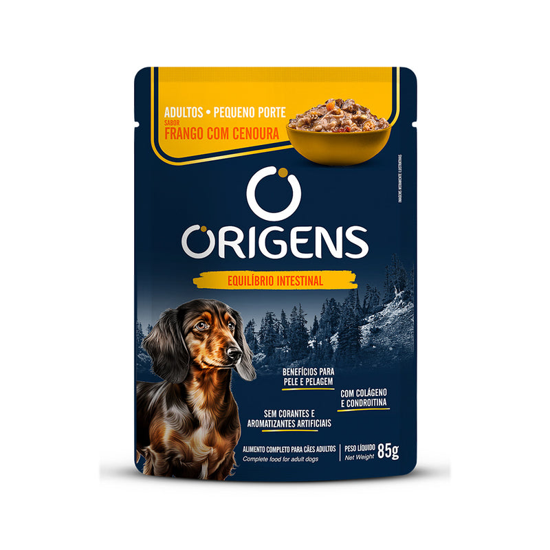 Ração Úmida Origens para Cães Adultos de Porte Pequeno Sabor Frango com Cenoura 85g