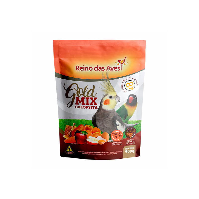 Ração Reino das Aves Gold Mix Calopsita para Pássaros