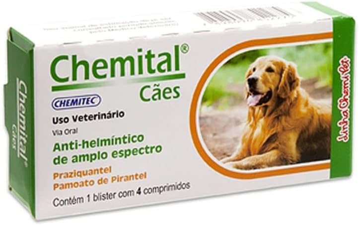 Medicamento Chemital para Cães adultos 4 Comprimidos
