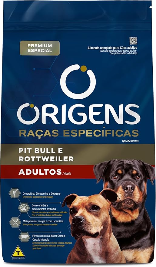 Adimax Origens Cães Adultos Pit Bull E Rottweiler 15Kg