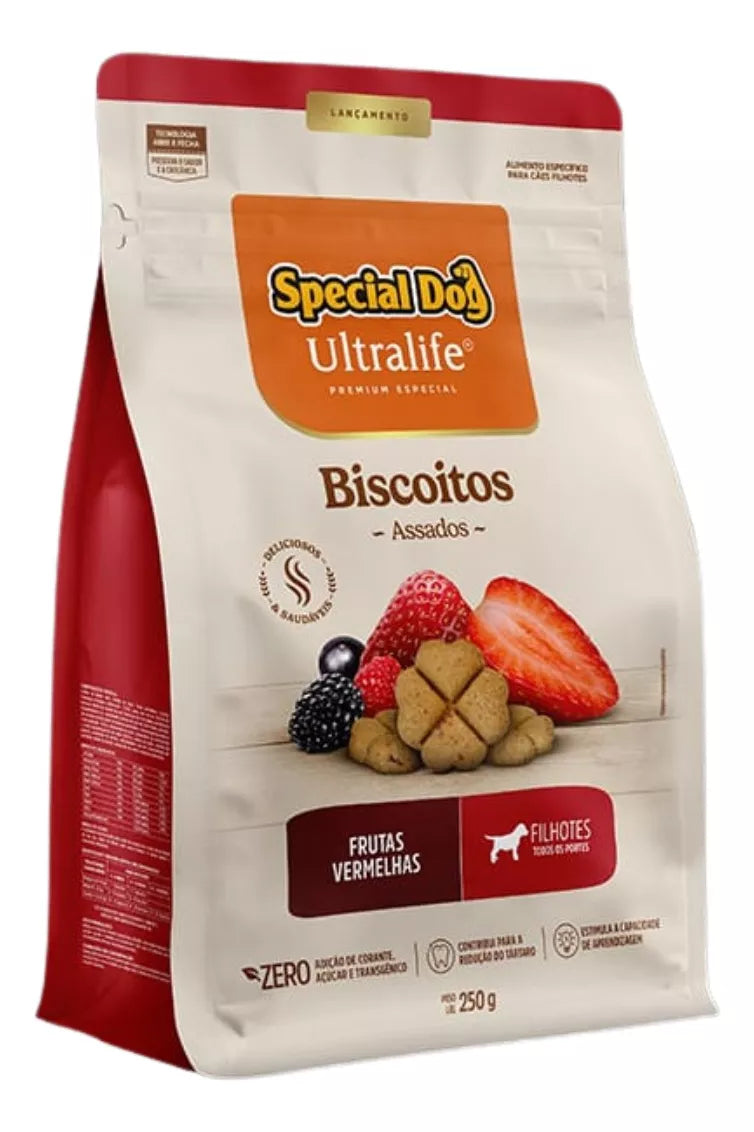 Cookie Biscoito Frutas Vermelhas Cães Filhote Specialdog 250g