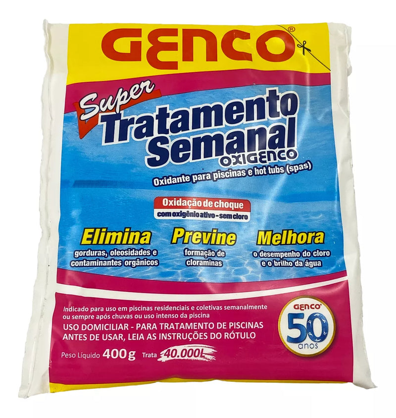 Super Tratamento Semanal Piscinas Oxigenco Choque Genco 400g