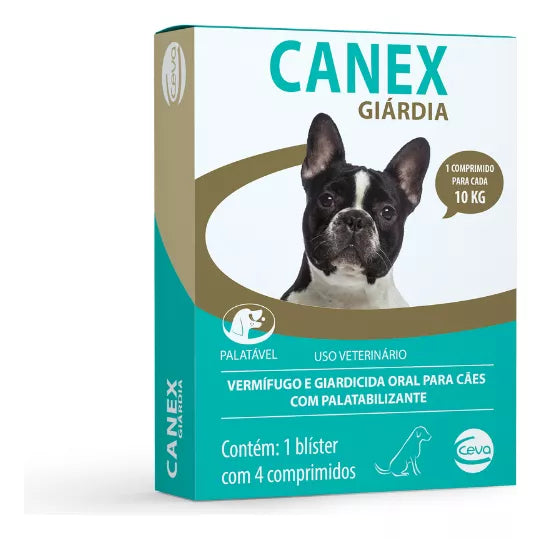 Vermífugo Canex Giárdia Cães 10kg Caixa 4 Comprimidos Ceva