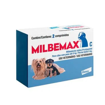 Vermífugo Milbemax C Cães até 5kg 2 comprimidos