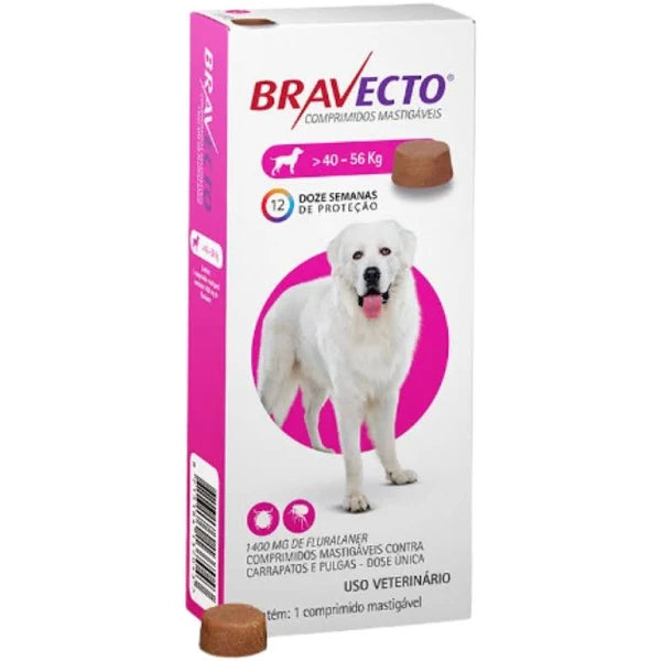 Bravecto Antipulgas Carrapatos Cães 40 A 56kg 1400mg